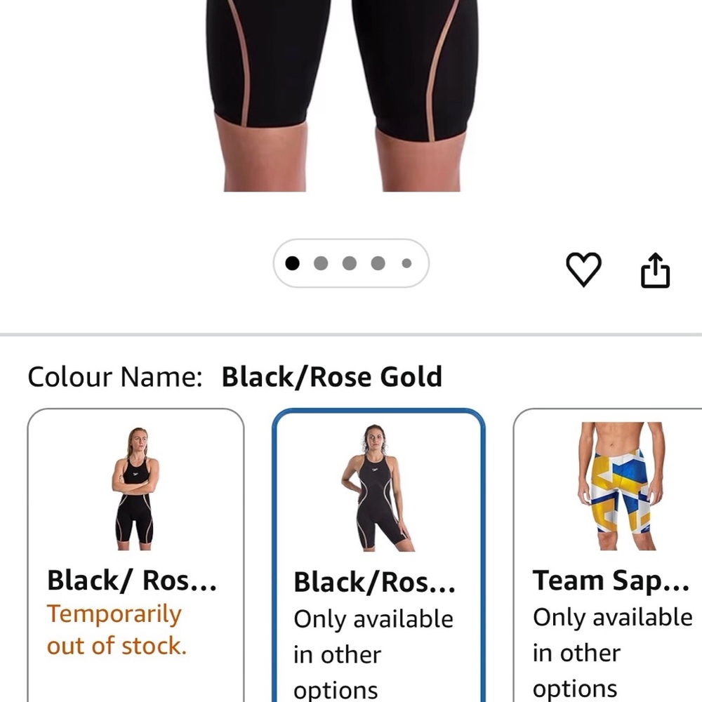 Speedo Women's Black and Rose Gold Bike Shorts
